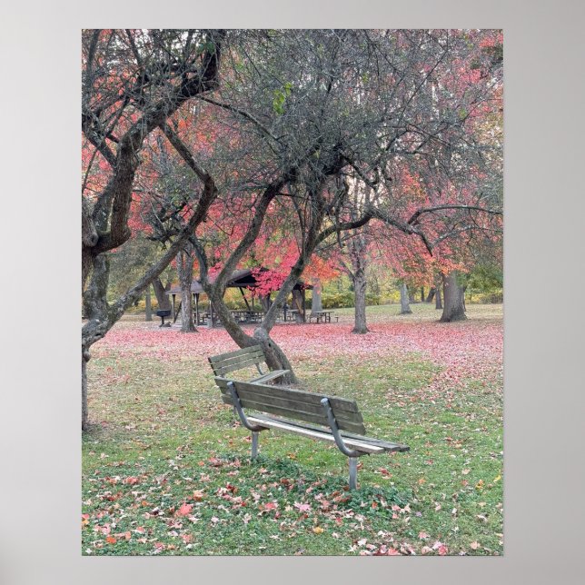 Affiche Banc de parc à l'affiche d'automne (Devant)