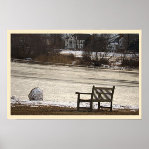Affiche Banc près du ruisseau gelé