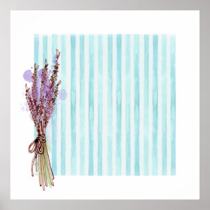 Affiche Bande bleu lavande plante florale
