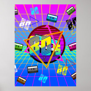 AFFICHE BANDE CASSETTE RÉTRO OLD SCHOOL DES ANNÉES 80