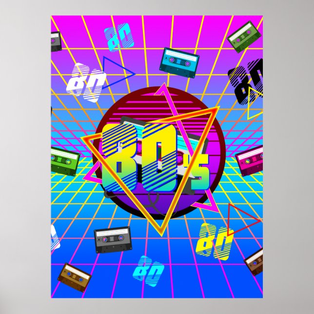AFFICHE BANDE CASSETTE RÉTRO OLD SCHOOL DES ANNÉES 80    (Devant)