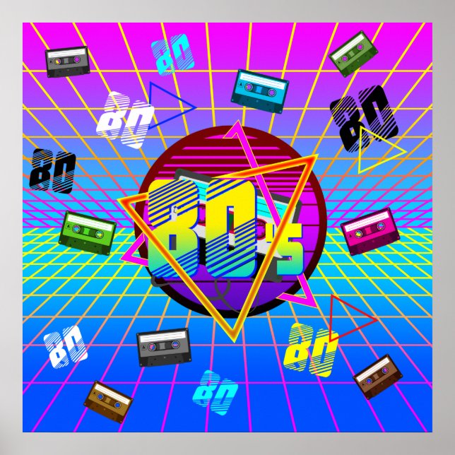 AFFICHE BANDE DE CASSETTE DE LA VIEILLE ÉCOLE DES ANNÉES 8 (Devant)