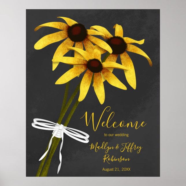Affiche bande de fleur sauvage Black Eyed Susan mariage (Devant)