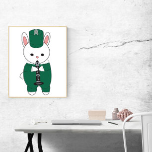 Affiche Bande de Marche Clarinet lapin Vert Blanc