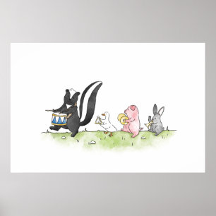 Affiche Bande de Marching pour animaux Whimsical