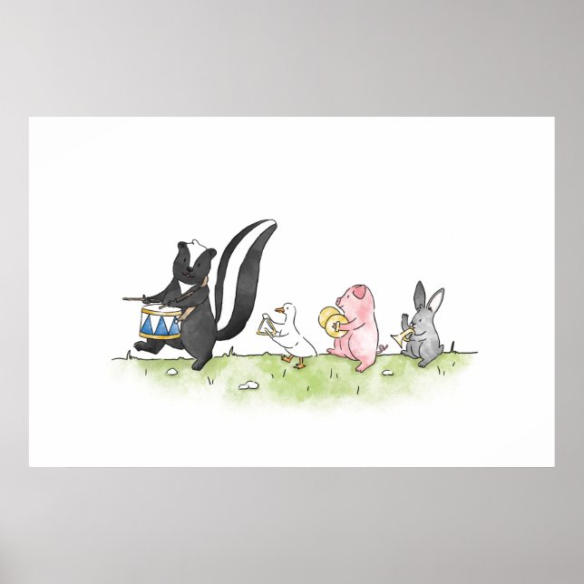 Affiche Bande de Marching pour animaux Whimsical (Devant)
