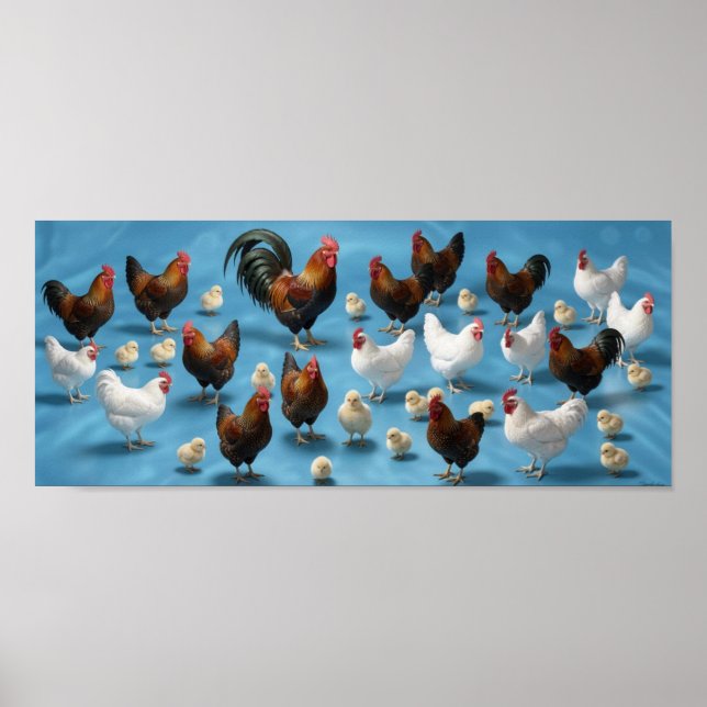 Affiche Bande de poussins et de coquelets (Devant)