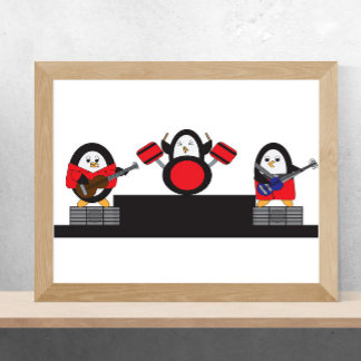 Affiche Bande de roches et de rouleaux de Penguin