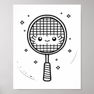 Affiche Bande dessinée Badminton Racket