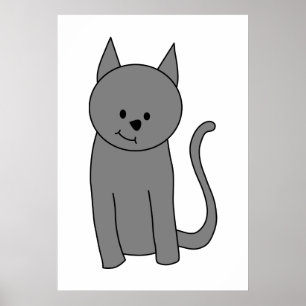 Affiche Bande dessinée de chat de gris fumeux