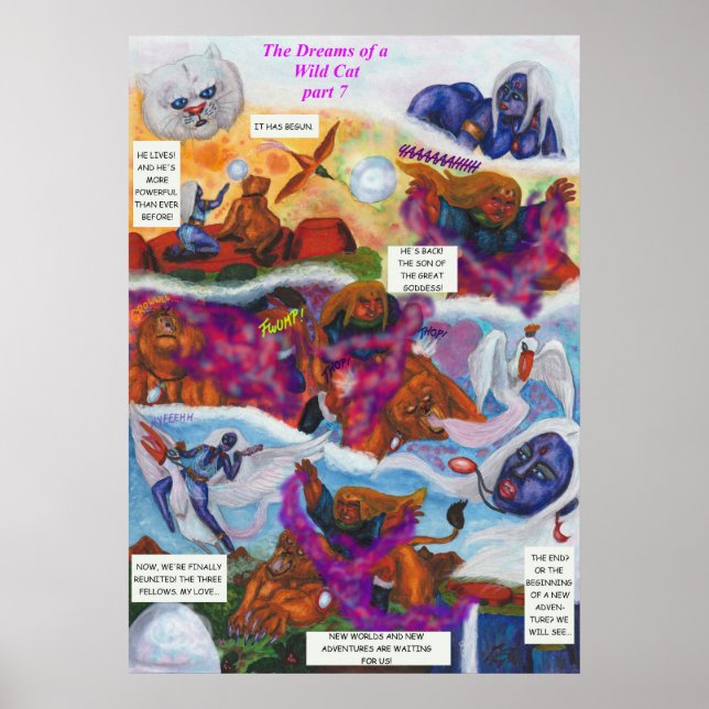 Affiche Bande dessinée de fantasy à l'aquarelle  (Devant)