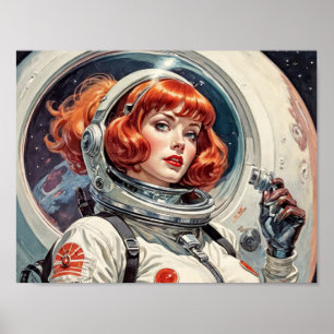 Affiche Bande dessinée de rétrofuturisme des années 1950 -
