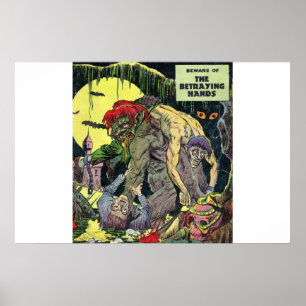 Affiche Bande dessinée d'horreur d'âge d'or 40s Bandes de