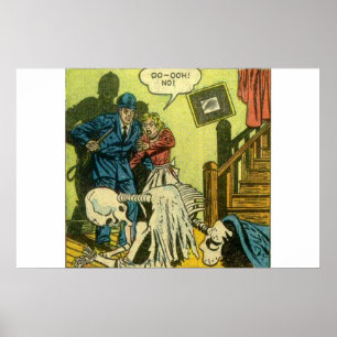 Affiche Bande dessinée d'horreur effrayante et Vintage