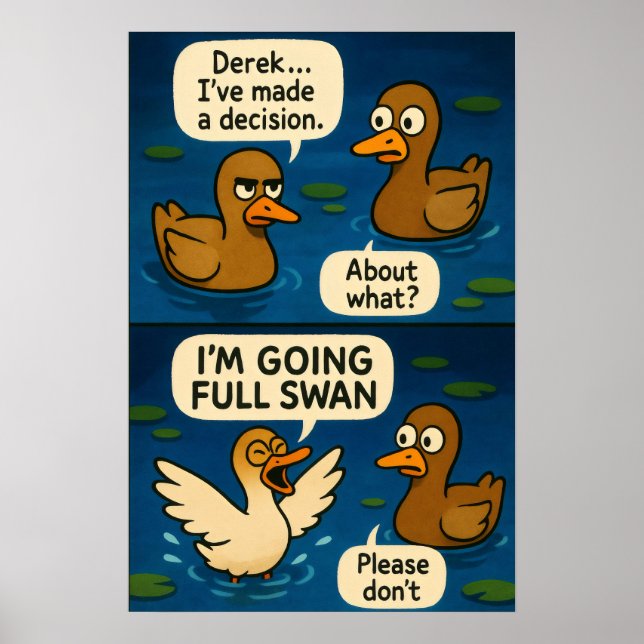 Affiche Bande dessinée Funny Duck - Mème de transformation (Devant)