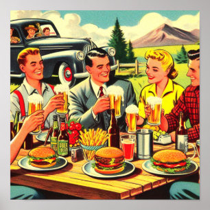 Affiche Bande dessinée Picnic Retro