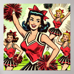 Affiche Bande dessinée Pom-pom girl rétro