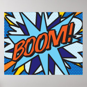 Affiche Bande dessinée Pop Art BOOM Super-héros