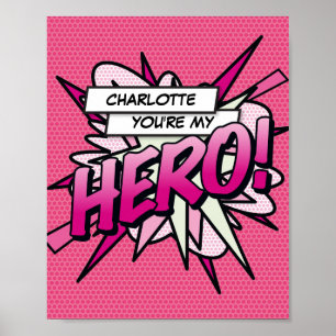 Affiche Bande dessinée Pop Art personnalisée T'es mon HÉRO
