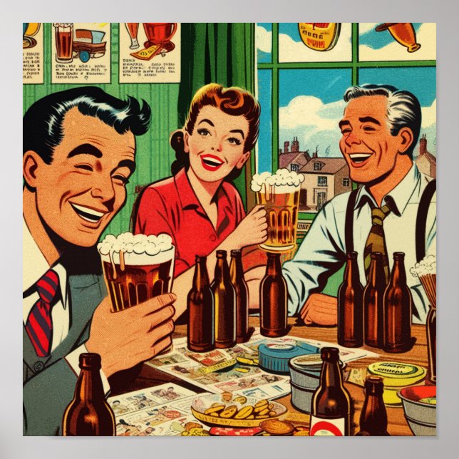 Affiche Bande dessinée Retro Bar (Devant)