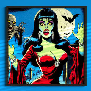 Affiche Bande dessinée Rétro Vampire Femme