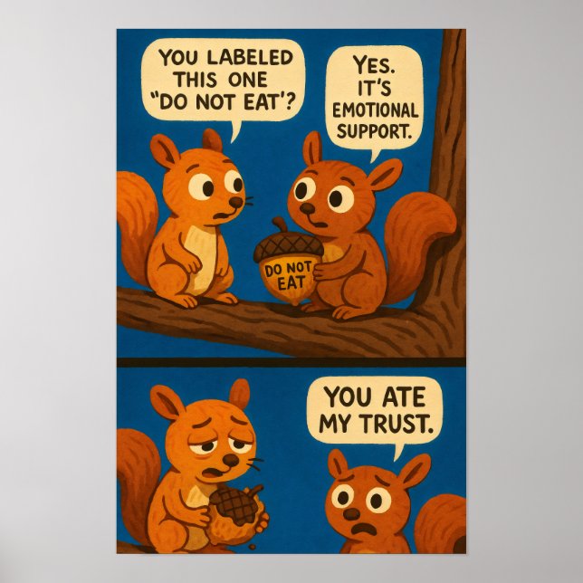 Affiche Bande dessinée sur les écureuils - Blague sur le g (Devant)