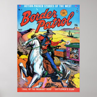 Affiche Bande dessinée Vintage de la patrouille frontalièr