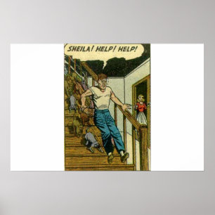 Affiche Bande dessinée vintage d'horreur   Bande dessinée 