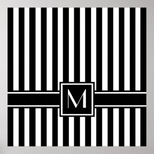 Affiche Bande moderne noire avec Monogramme