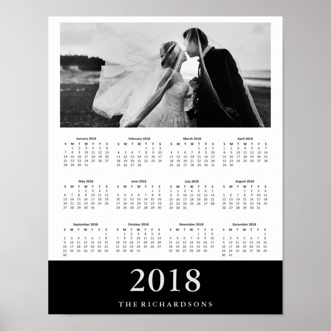 Affiche Bande noire | Calendrier photo minimal 2018 modern (Devant)