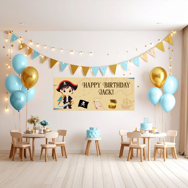 Affiche Bandeau d'anniversaire de la fête des pirates (Créateur téléchargé)
