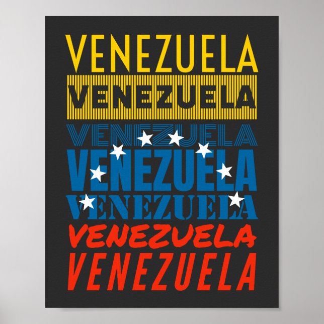 Affiche Bandera de Venezuela hecha de la palabra Venezuela (Devant)