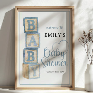 Affiche Banderole de Bienvenue Fête de Naissance Blocs Béb