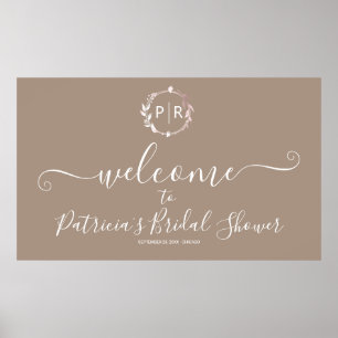 Affiche Banderole de bienvenue pour un mariage Monogram Sh
