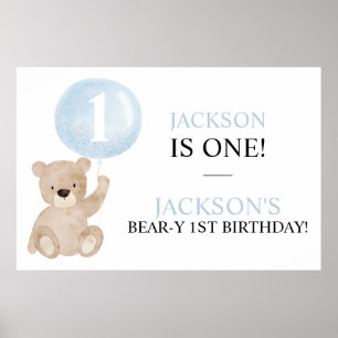 Affiche Banderole de premier anniversaire de nounours