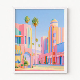 Affiche Bandes arc-en-ciel pastel Nostalgie de Los Angeles