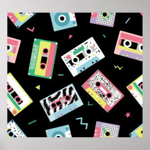 Affiche Bandes audio rétro, style motif des années 80.