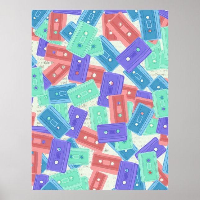 Affiche Bandes-cassettes Pastel - 90s Musique esthétique (Devant)