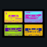 Affiche Bandes de cassettes Pop Art Retro 80s<br><div class="desc">Dans les années 80, tout le monde portait un casque et écoutait sa musique sur un lecteur de cassette portable. Insérez votre cassette et vous avez eu de la musique n'importe où, jusqu'à ce que Side A arrive à sa fin et que la bande devait être retournée à Side B....</div>