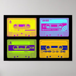 Affiche Bandes de cassettes Pop Art Retro 80s