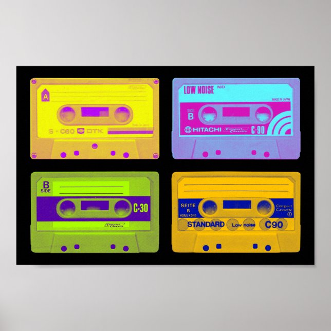 Affiche Bandes de cassettes Pop Art Retro 80s (Devant)