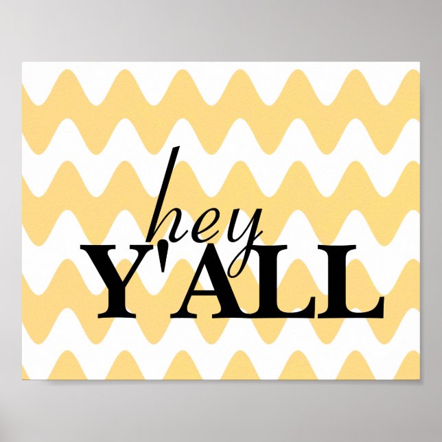 Affiche bandes de chevrons mignonnes motif avec texte hey  (Devant)