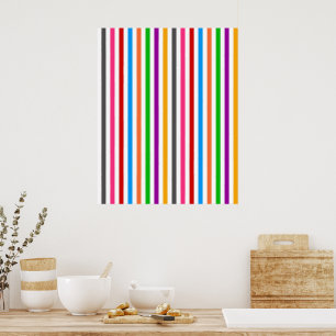 Affiche Bandes de lignes arc-en-ciel colorées - Blanc