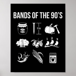 Affiche Bandes De Musique Populaire Rétro Des Années 90 Ro