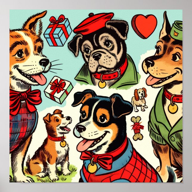Affiche Bandes dessinées pour chiens rétro (Devant)