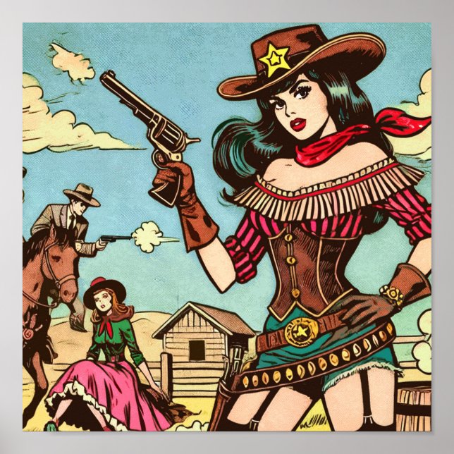 Affiche Bandes dessinées vintage mignonne (Devant)