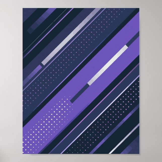 Affiche Bandes diagonales fines avec pourpre et pointillé (Devant)