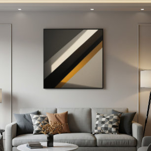 Affiche Bandes diagonales géométriques dorées abstraites