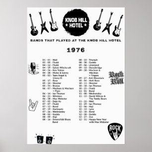 Affiche Bandes Qui Ont Joué Au Knob Hill Hotel 1976