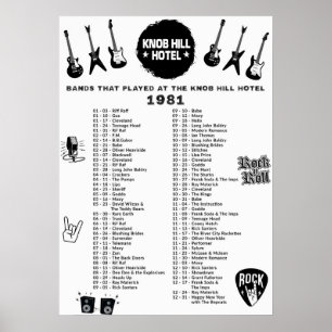 Affiche Bandes Qui Ont Joué Au Knob Hill Hotel 1981